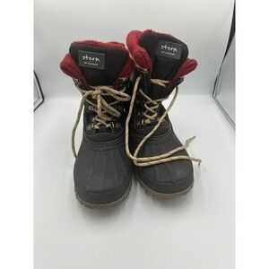 Storm by Cougar Creek Women Black Red Knit Cuff Winter Duck Boots Size 11M